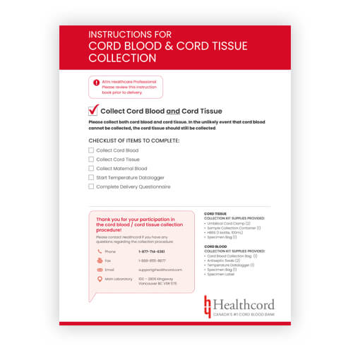 Healthcord Collector Cord Blood & Tissue Collection Instructions